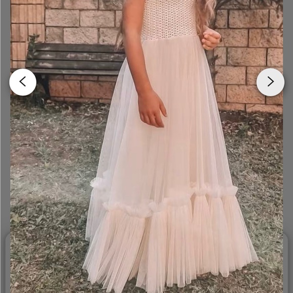 5t-6t STELLA Light Cream Boho Flower Girl Dress. - Picture 3 of 5